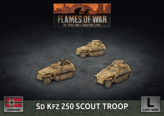 Flames of War: Germans: Sd Kfz 250 8cm/7.5cm/2cm Scout Platoon (x3 Plastic)
