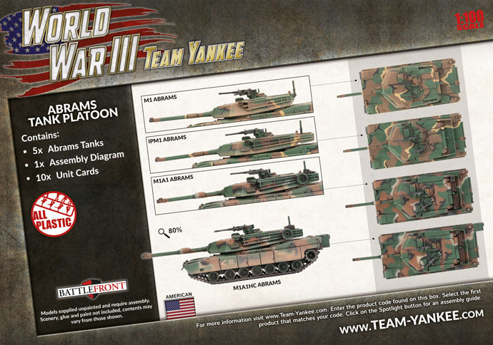 WWIII: American: M1A1 Abrams Tank Platoon (x5 Plastic)