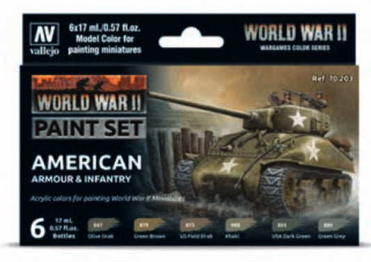Vallejo World War II American Armour & Infantry Paint Set