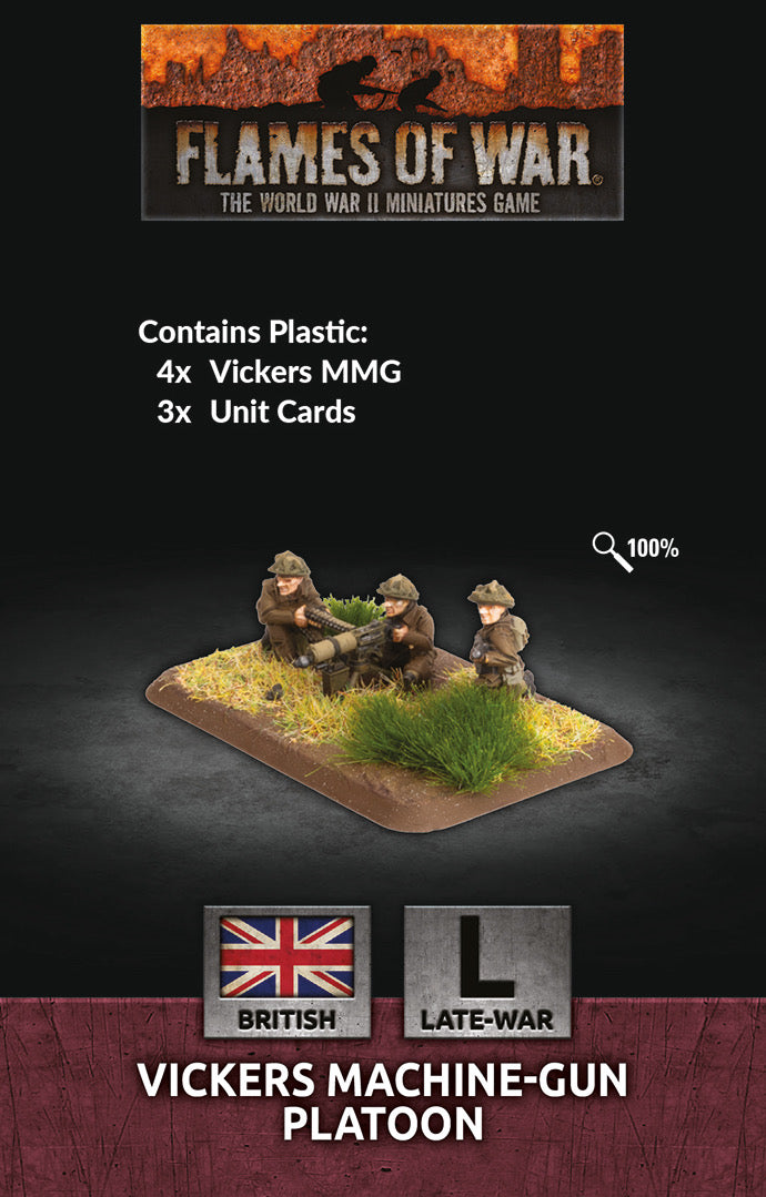 Flames of War: British: Vickers MMG Platoon (x4 Plastic)